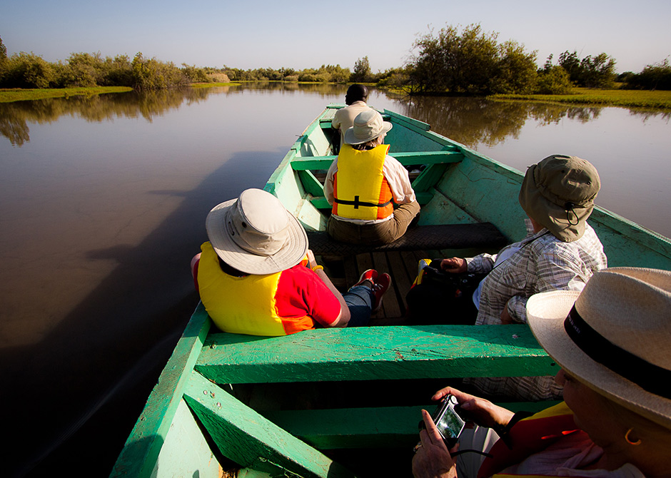 Tourist on a traditional boat