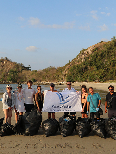 Ocean clean up by variety cruises' members