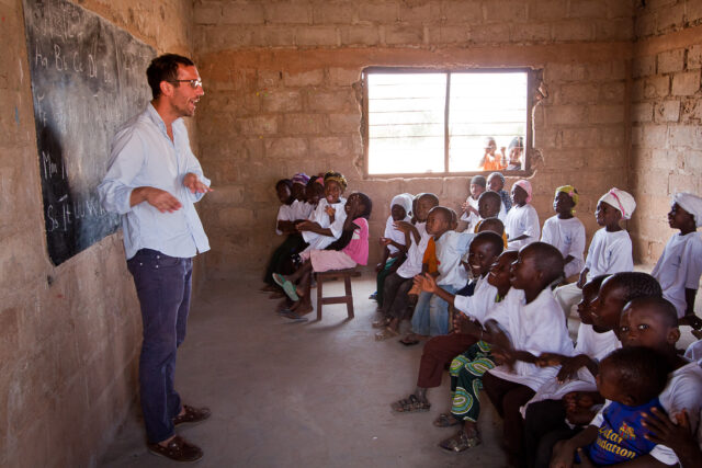 Indoor shot of the Lamin Koto School in Kuntaur village, Gambia