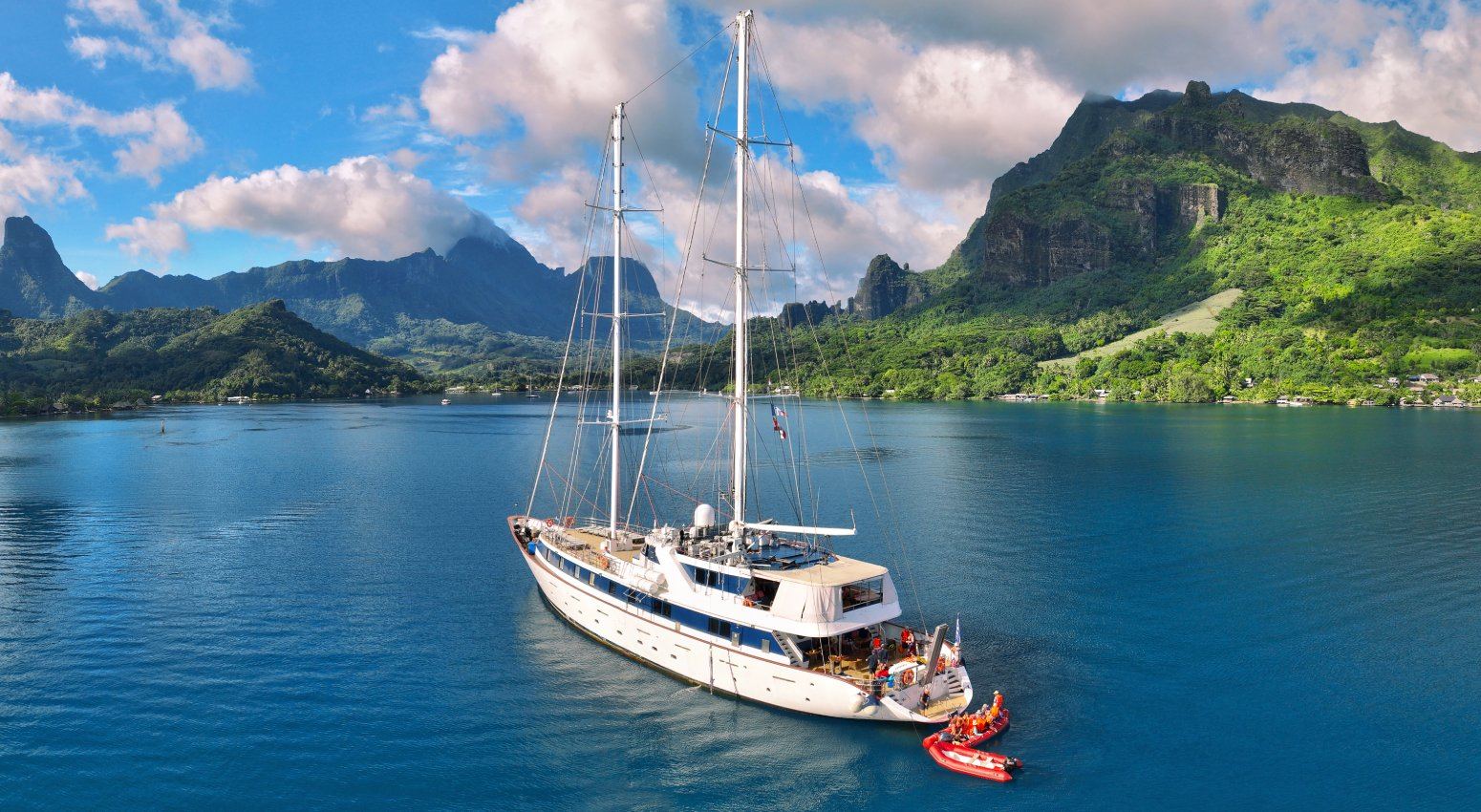 Small cruise ship in mediterranean waters