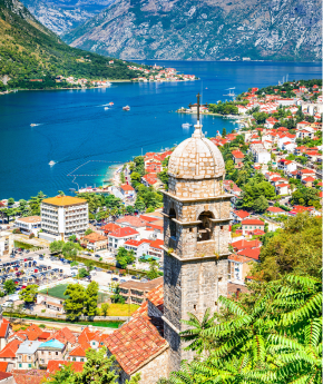 Aerial photo of Kotor bay in Montenegro