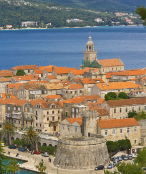 Aerial photo of Korcula city, in Croatia
