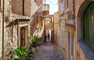 Street in Korcula, Croatia