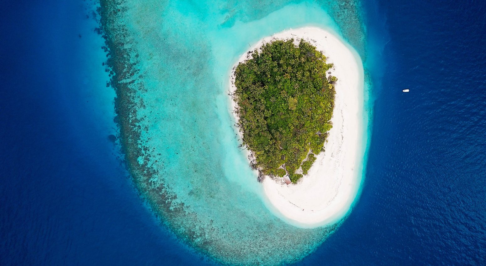 Aerial photo of an island in the Maldives