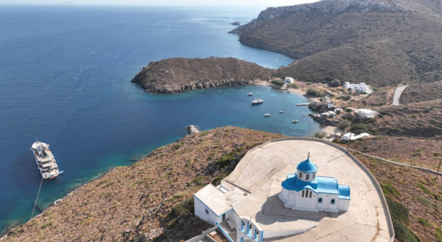 Aerial Photo of a Church in Greek Island